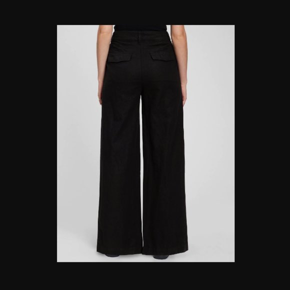 NWT! GAP Uniform Navy High Rise Linen-Cotton Pleated Wide Leg Pants  - Multiple - Picture 2 of 2